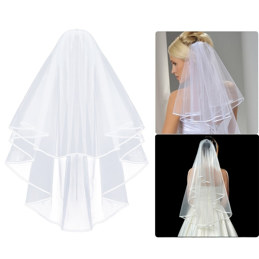 Ribbon Edge Head Veil Bridal Veil Wedding Accessories