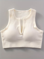 Seamless Shockproof Yoga Bra Ribbed Fitness Sports Bra