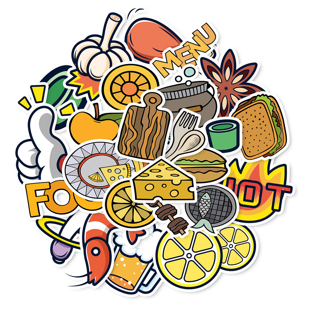 25pcs Food Cartoon Stickers for Phone Case Decoration