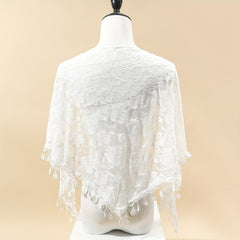 Floral Lace Triangle Shawl Large Hollow Scarf Women Party Prom