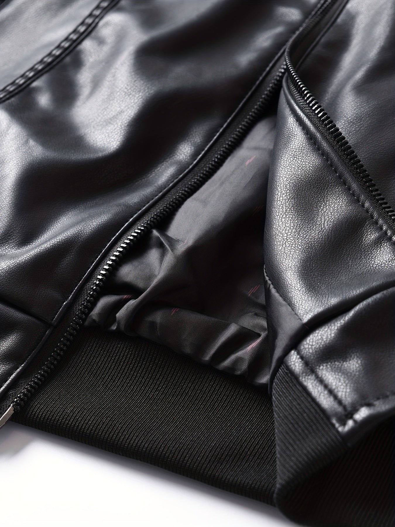 Men's Casual Zip Up Faux Leather Jacket