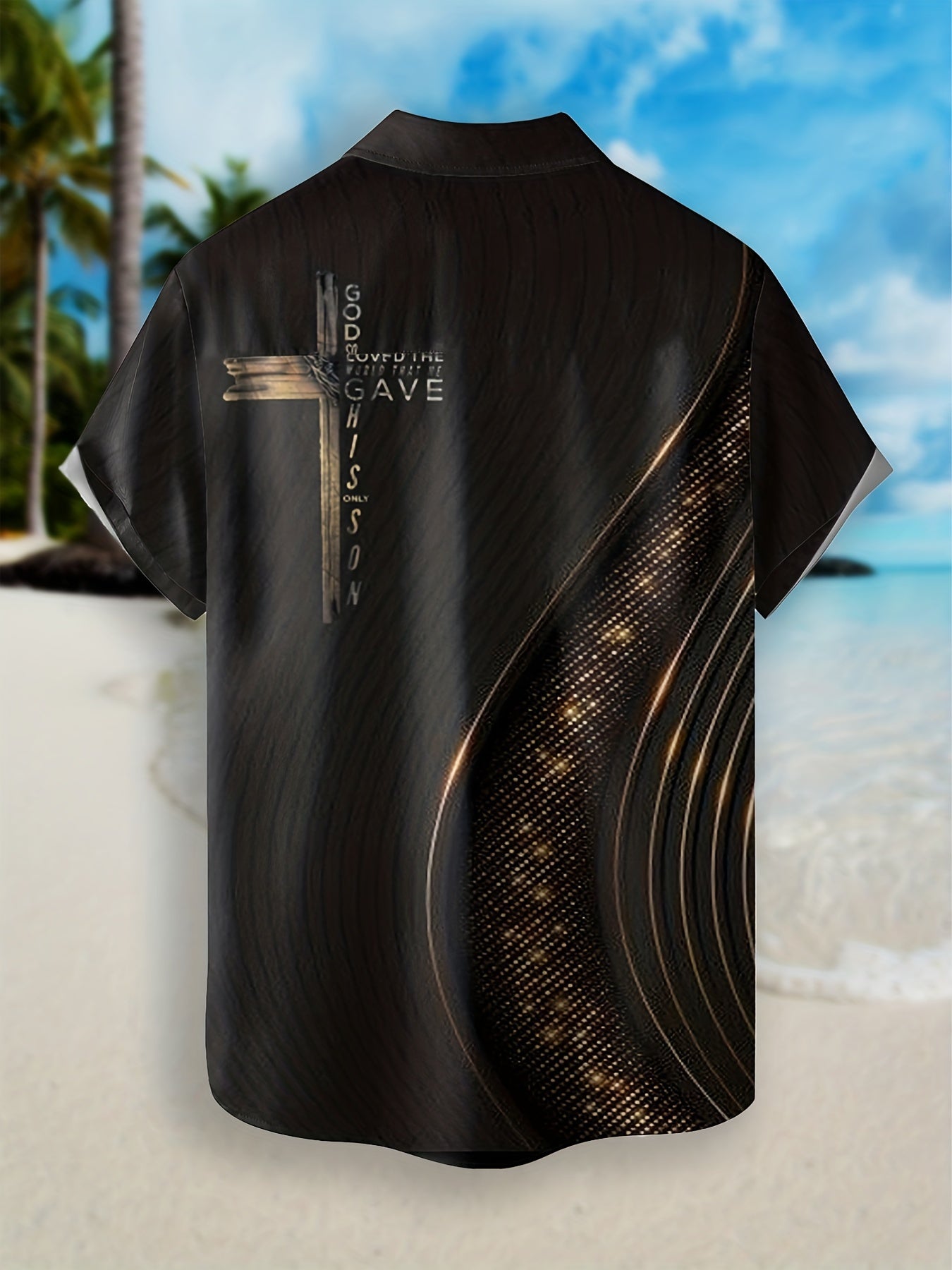 Men's Cross Graphic Print Button Down Tee