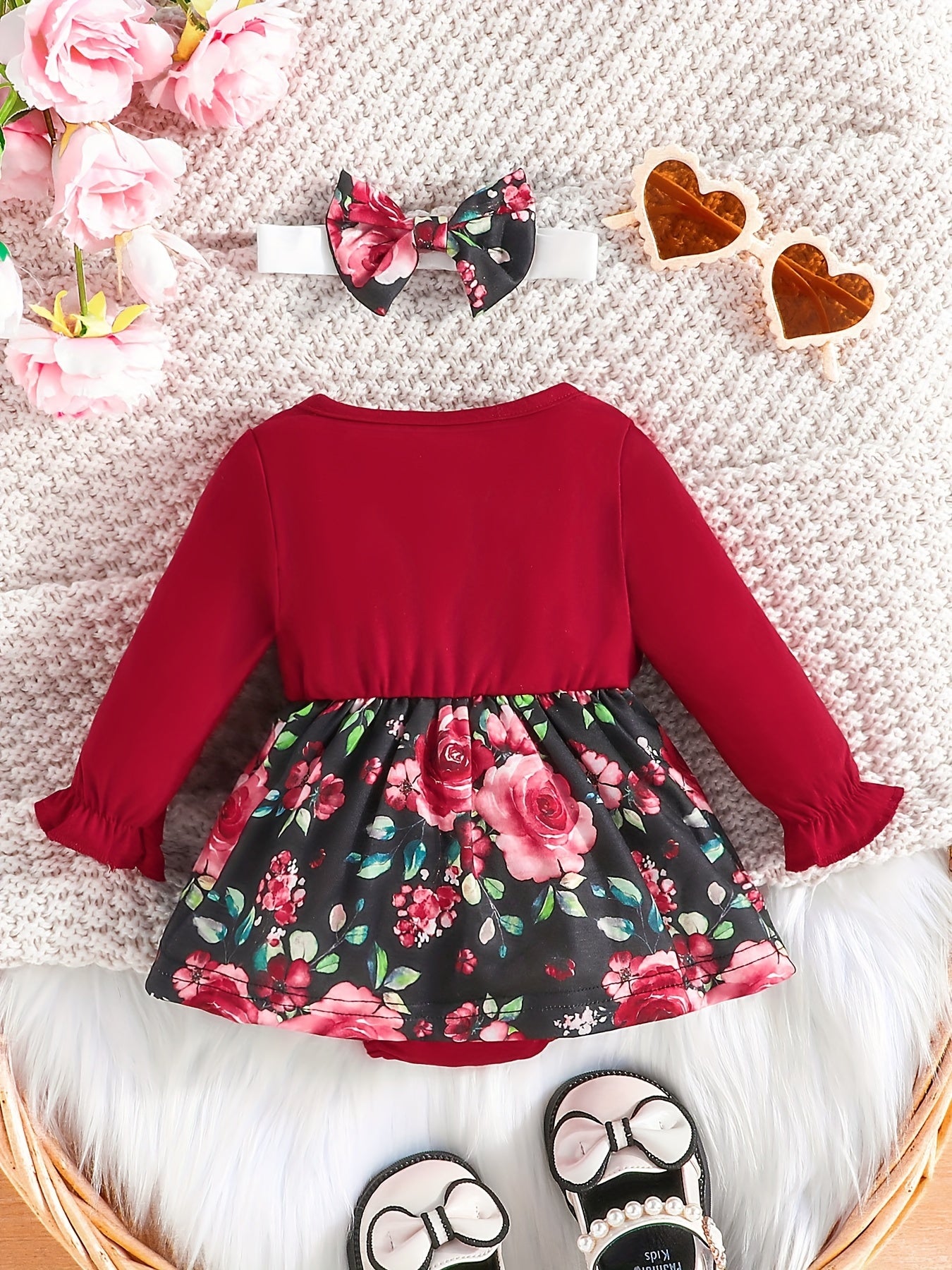 Baby Girls Floral Long Sleeve Romper Dress