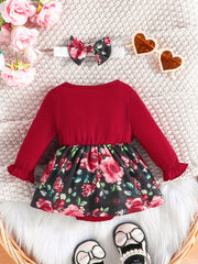 Baby Girls Floral Long Sleeve Romper Dress