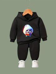 Girls Bunny Pattern Hooded Sweatshirt Top Set