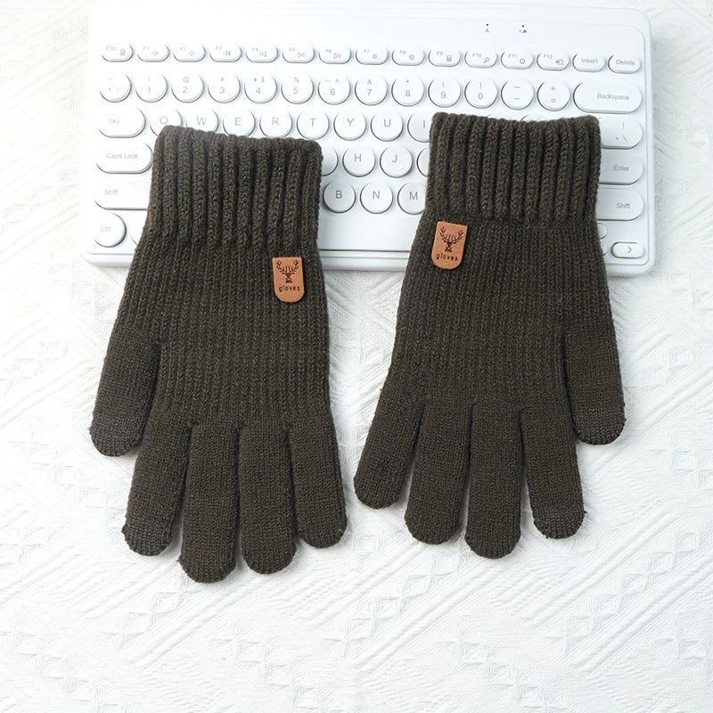Windproof Touch Screen Knitted Wool Gloves for Men and Women