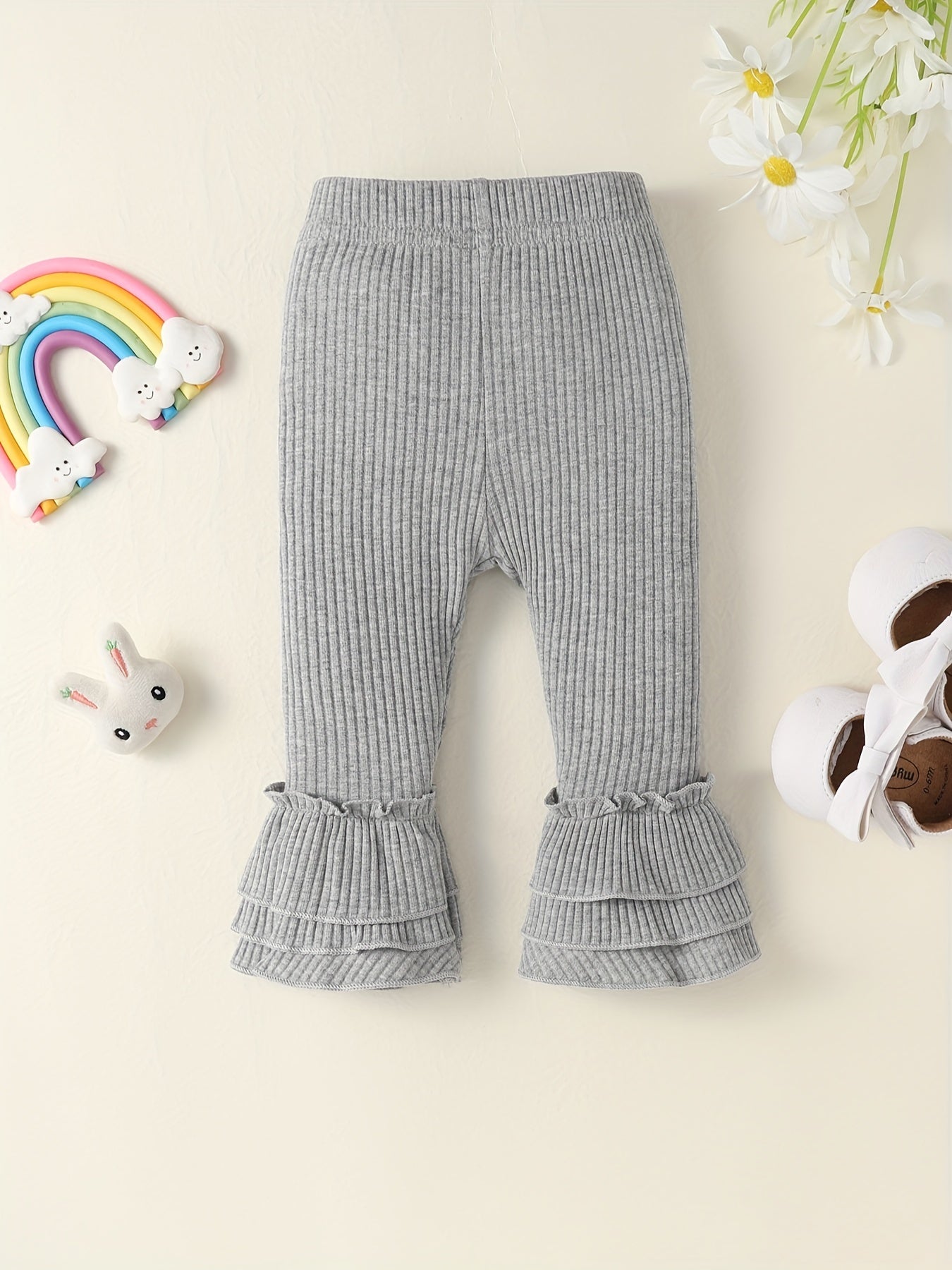 Baby Girl Flared Pants Ruffle Trousers Leggings 5pcs Set