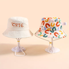 Fisherman Hat Letter Embroidery Breathable Sun Protection Bucket Hat