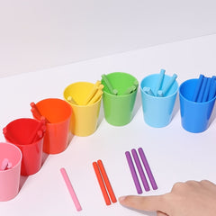 Color Matching Cups and Wooden Sticks for Preschoolers