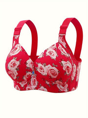 Floral Push Up Bra Breathable Anti Sagging Lingerie