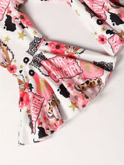 Baby Girls Cowgirl Floral Flared Overalls Outfit