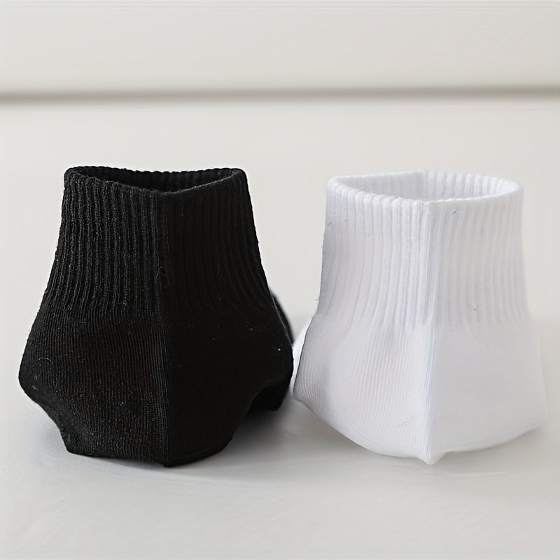 6 Pairs Women's Crew Short Socks Solid Color Comfy & Breathable