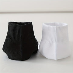 6 Pairs Women's Crew Short Socks Solid Color Comfy & Breathable