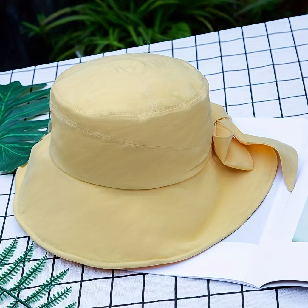 Versatile Sunshade Bucket Hat With Bow for Men Women Daily Shopping Party