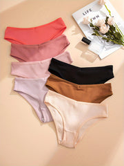 7pcs Ribbed Briefs Stretchy Intimates Panties Women's Lingerie