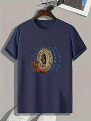 Burning Tyre Print Men's Graphic T shirt Casual Comfy Tees