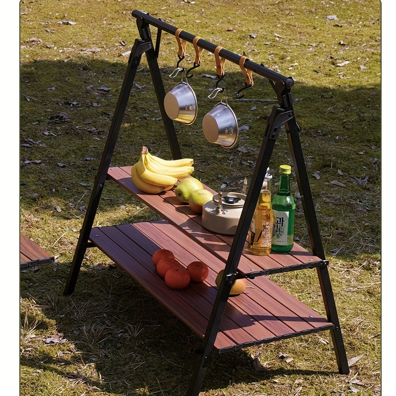 Portable Aluminum Folding Storage Rack Tripod Stand for Outdoor Camping