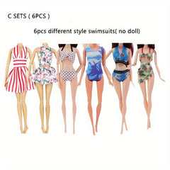 6pcs Doll Clothes Swimsuit Bikini Summer Beach Wear for 11 5Inch Dolls