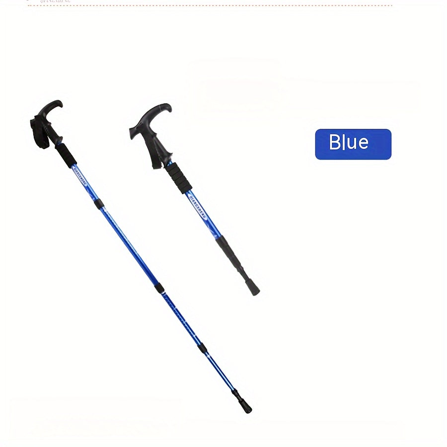 4 section T handle Hiking Pole Outdoor Travel Walking Stick