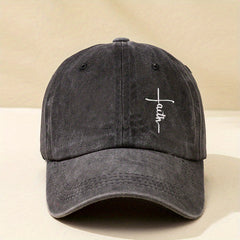 Faith Cross Embroidered Baseball Cap Distressed Unisex Dad Hat Sun Hats