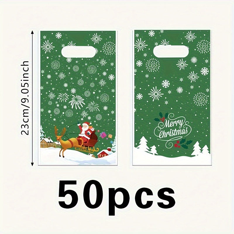 50pcs Green Christmas Family Party Gift Bags for Home Decor