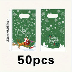 50pcs Green Christmas Family Party Gift Bags for Home Decor