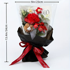 Crochet Wool Eternal Flower Rose Sunflower Bouquet Gift Handicrafts