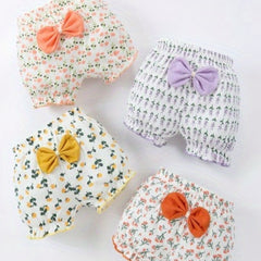 4pcs Girls Boxer Briefs Floral Print Underwear Kids Clothes