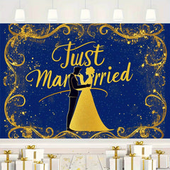 Royal & Golden Wedding Backdrop with Just Married