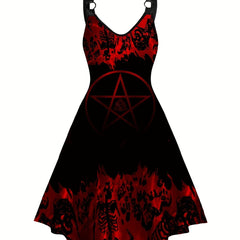 Skeleton Print Ring Linked Dress Dark Style Vintage Dress