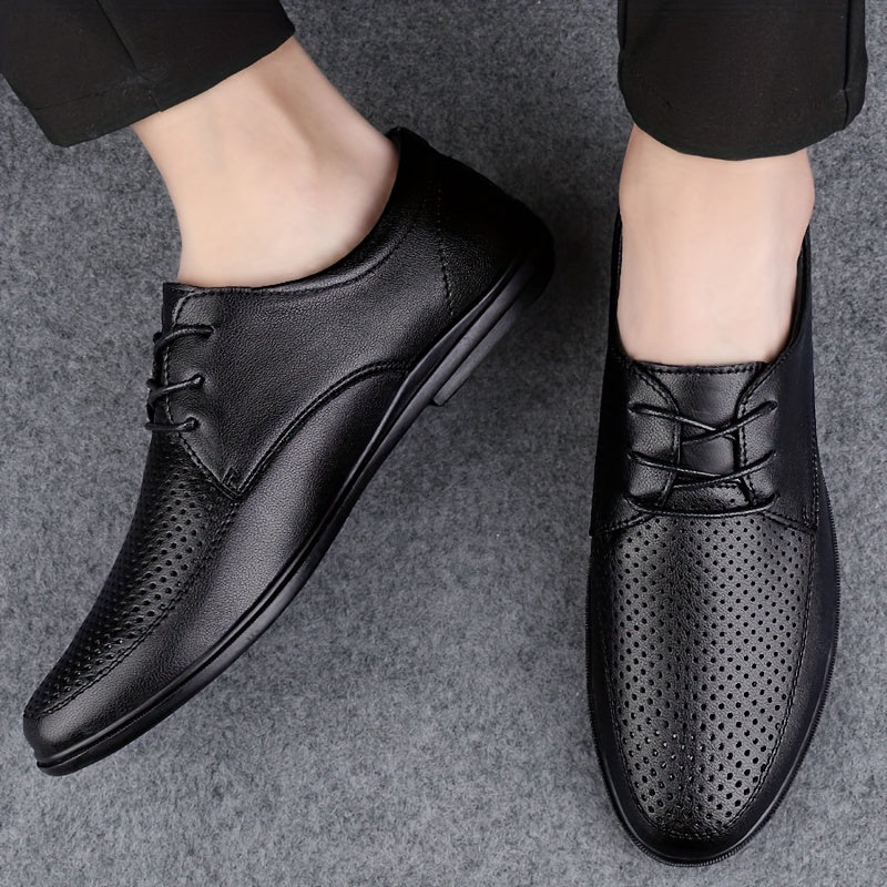 Men's Breathable Lace Up Leather Shoes Smart Casual Walking Shoes