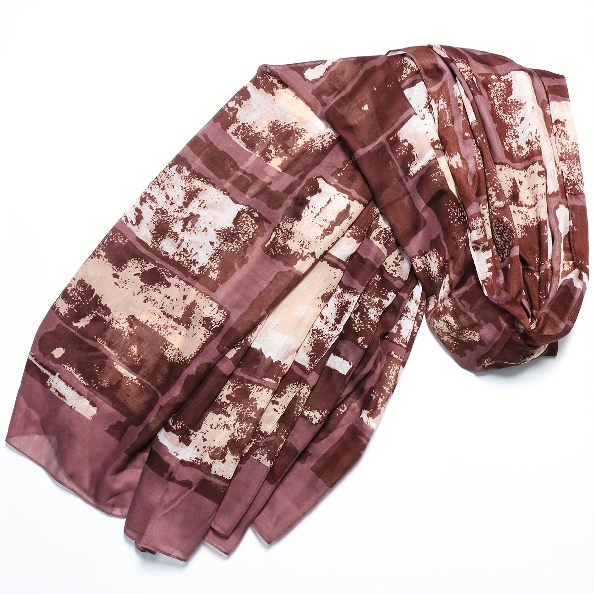 Geometric Tie Dye Print Scarf Vintage Brown Shawl
