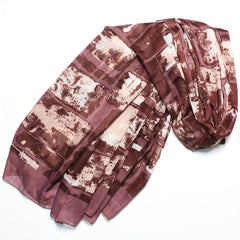 Geometric Tie Dye Print Scarf Vintage Brown Shawl