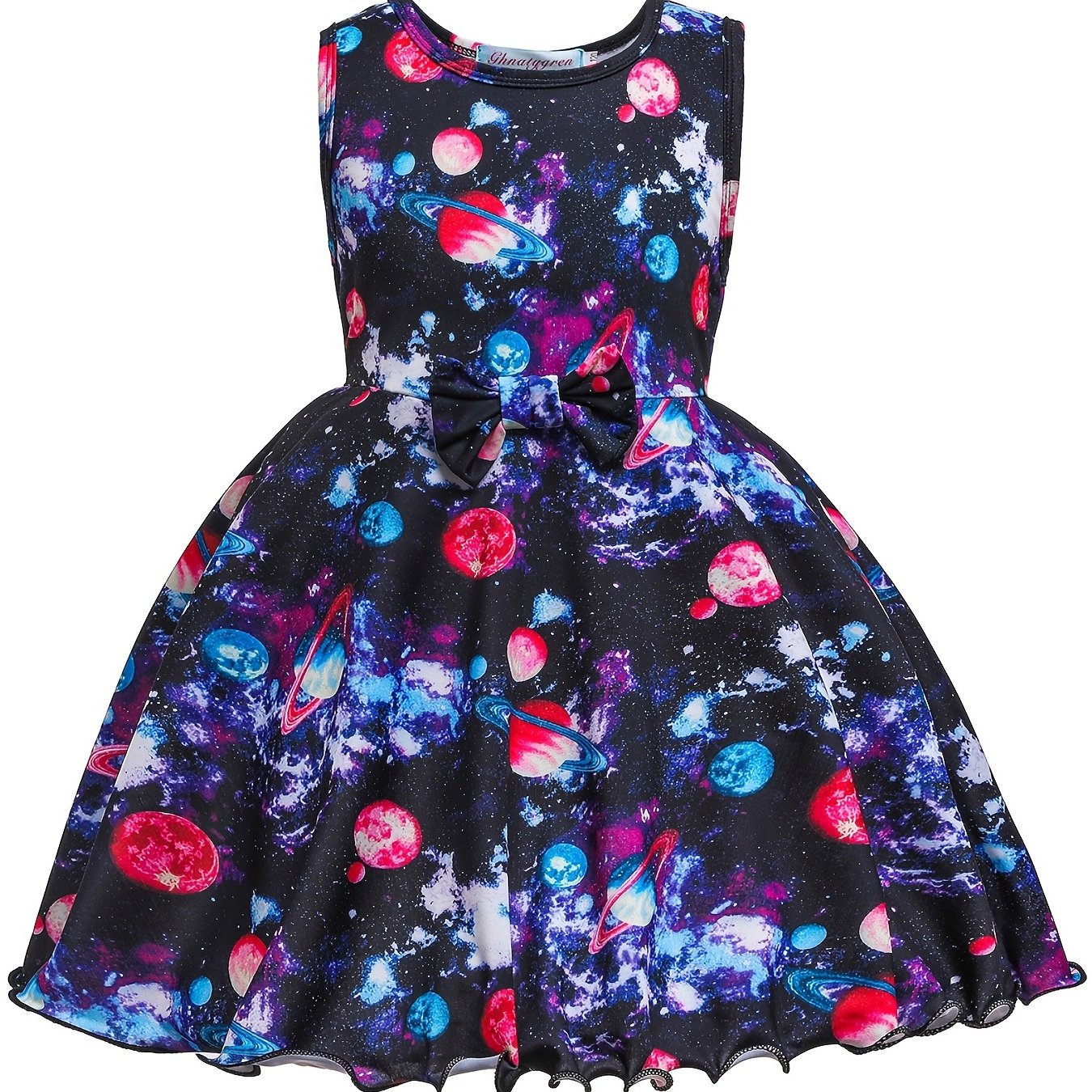 Girls Galaxy Print Sleeveless Dress Kids Clothes