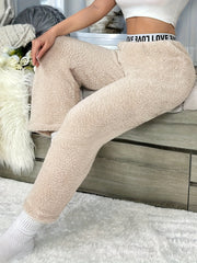 Cozy Letter Print Lounge Pants Elastic Waistband