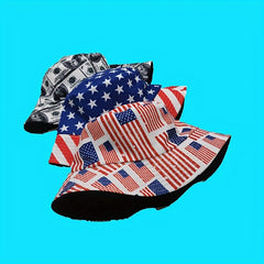 Unisex Sunshade Bucket Hat with American Flag Print
