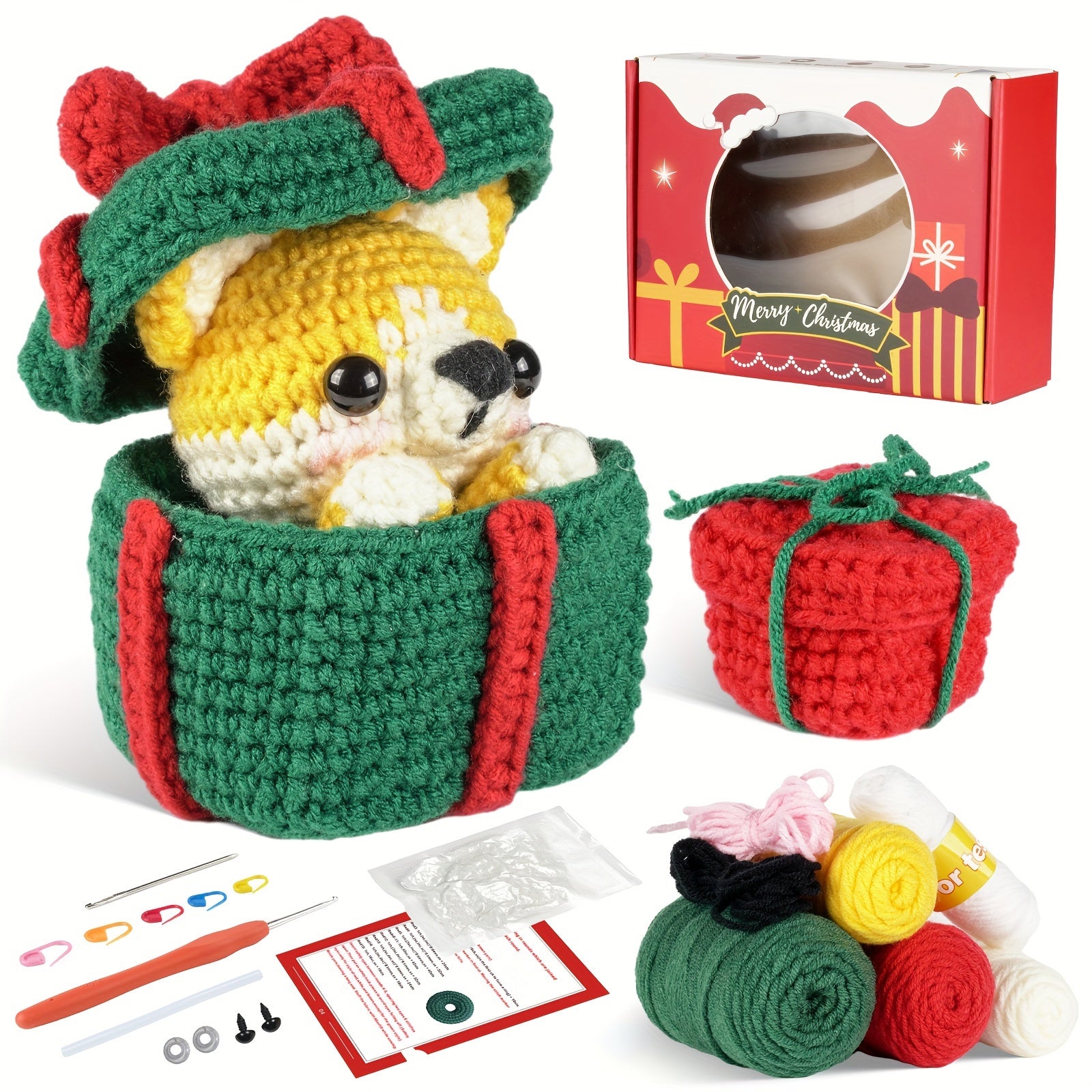 DIY Crochet Doll Set Christmas Puppy Materials Adorable Dolls