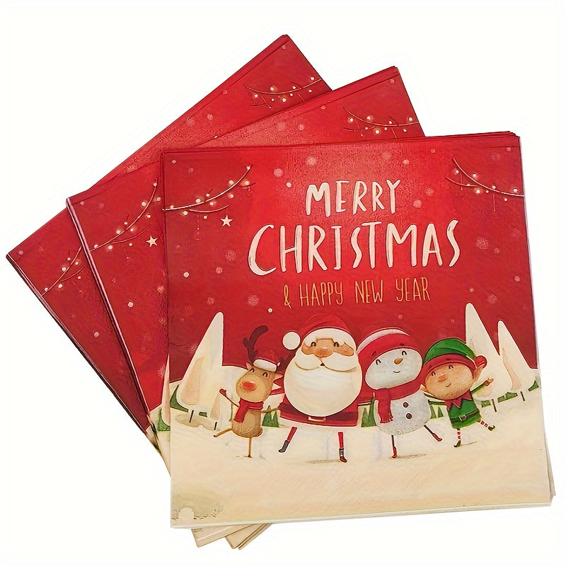 48pcs Christmas Dinnerware Set - Plates & Napkins for Party Supplies