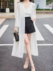 Chiffon Cover Up Cardigan Long Sleeve Sheer Beach Cover Up