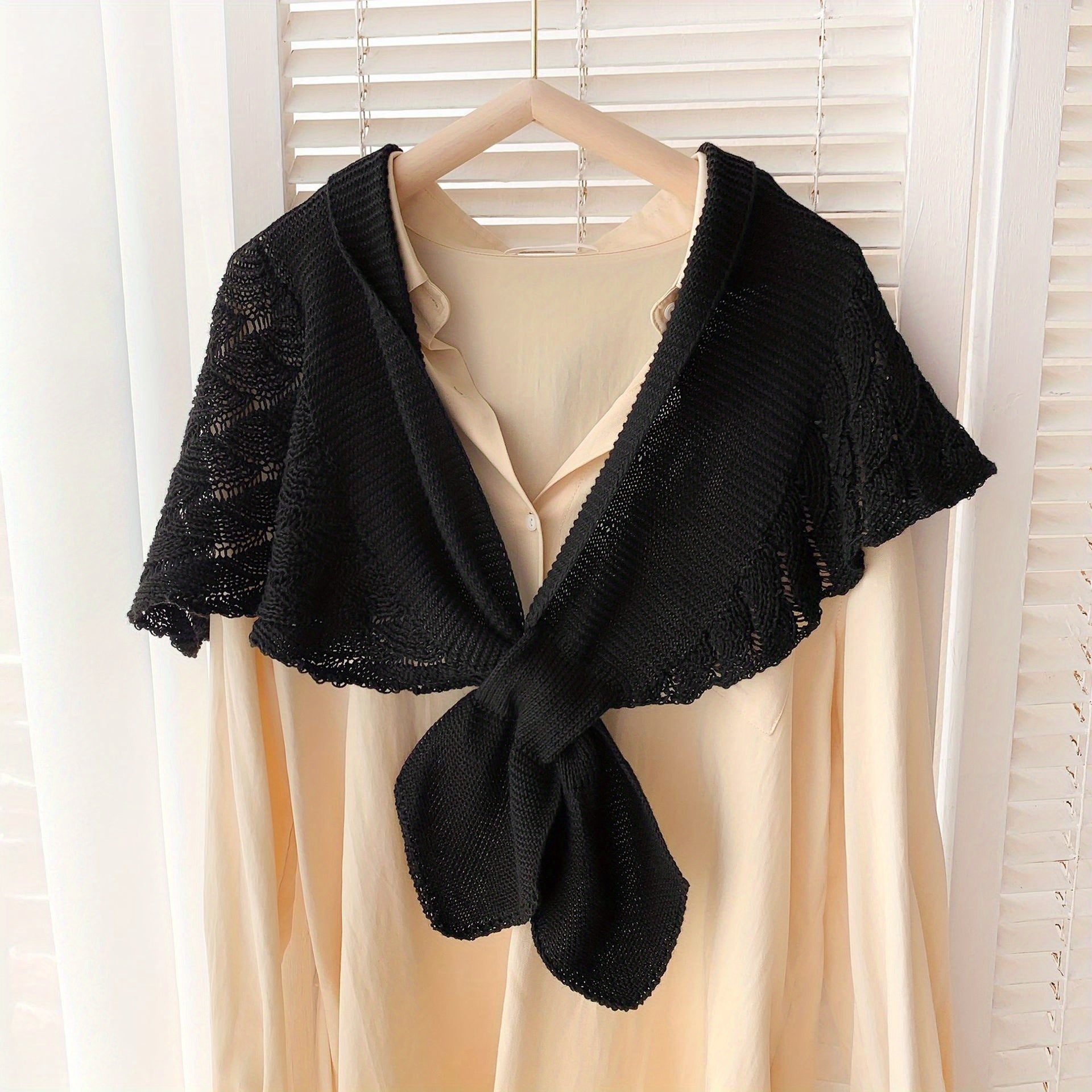 Ruffle Shawl Knitted Warm Cape Women Coldproof Scarf Cloak Cardigan