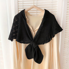 Ruffle Shawl Knitted Warm Cape Women Coldproof Scarf Cloak Cardigan