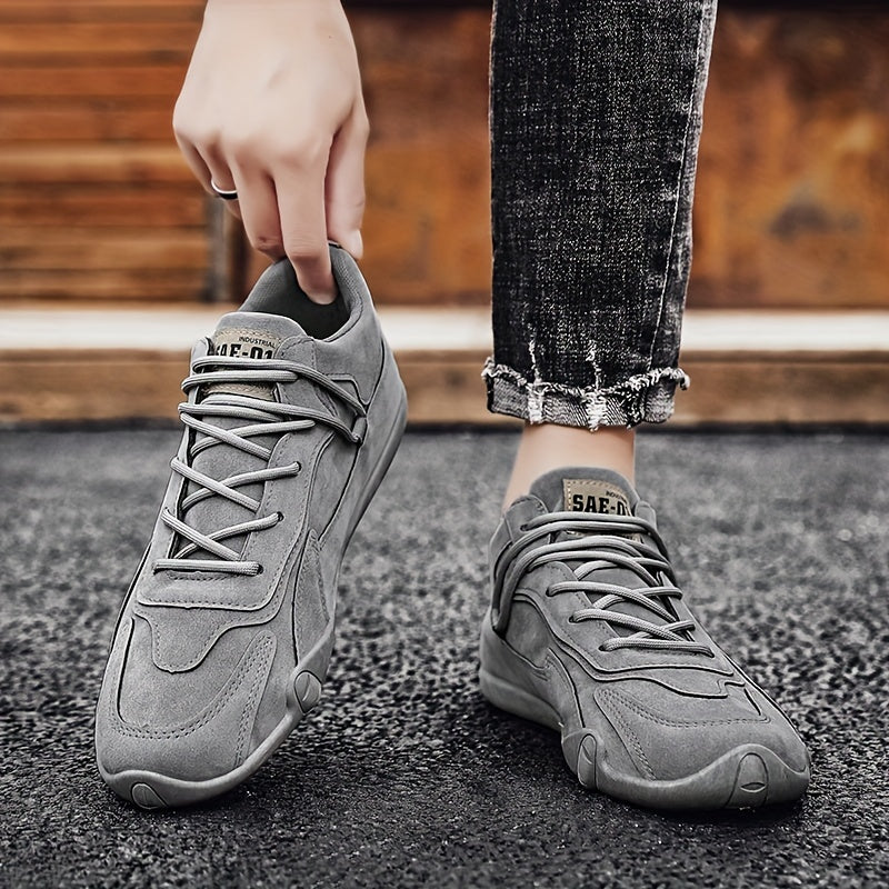 Men's Solid Lace up Walking Shoes Outdoor Sneakers