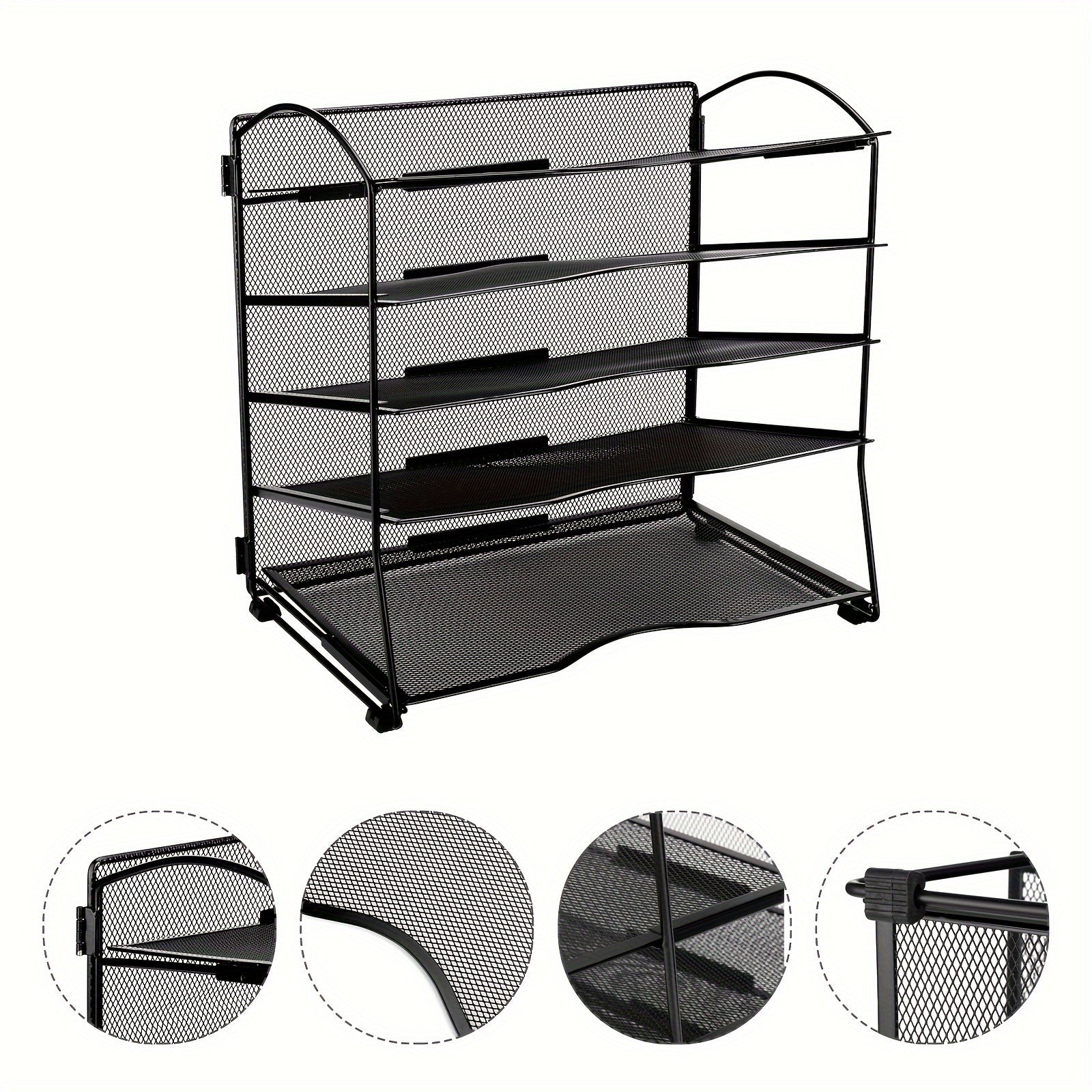 Iron 5 Layer Grid Desktop Tray Organizes Mail & Documents on Desks