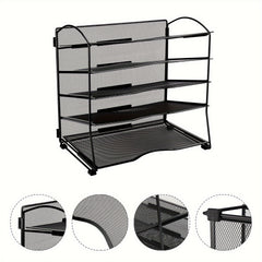 Iron 5 Layer Grid Desktop Tray Organizes Mail & Documents on Desks