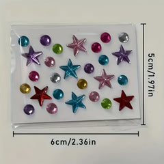 Mini Rhinestone Stickers Self Adhesive Mixed Shapes Hearts Stars Flowers