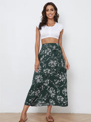 Floral Print Midi Skirt Casual Summer Spring Women's Clothing