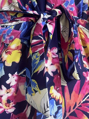 Plus Tropical Print Flounce Sleeve Maxi Dress With Belt