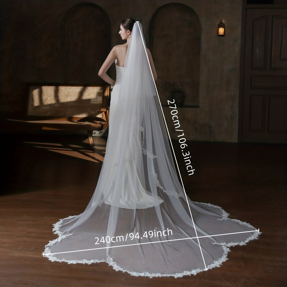 Double Layer Head Veil with Comb Bridal Wedding Hair Accessories