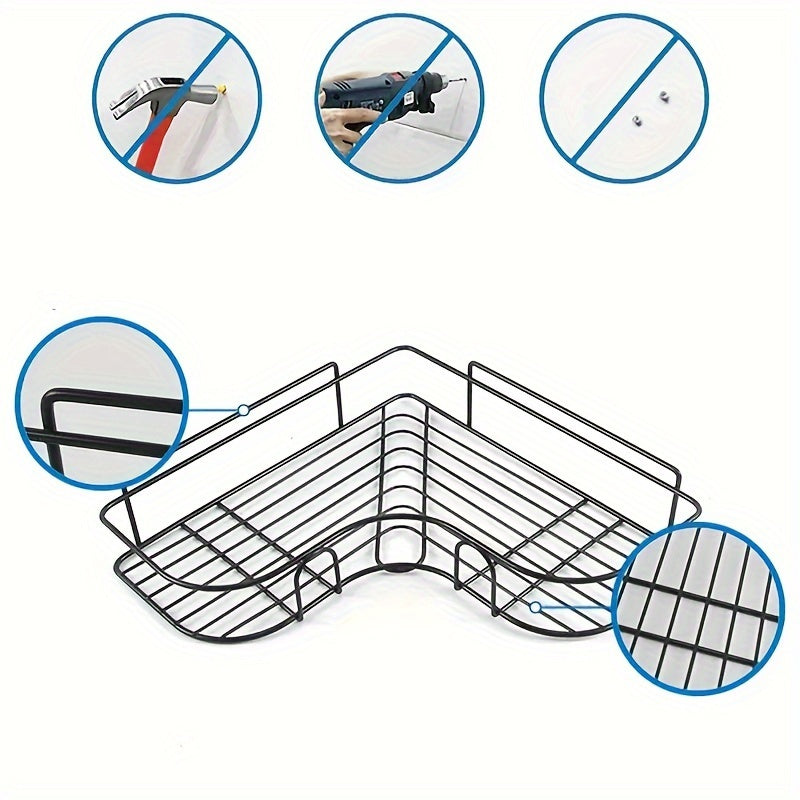 Triangle Wall Mounted Shower Caddy Rack Bathroom Kitchen Storage Organization