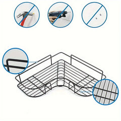 Triangle Wall Mounted Shower Caddy Rack Bathroom Kitchen Storage Organization